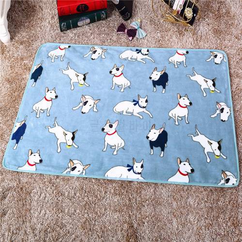 100 x 75cm Cozy Warm Pet Bed Mat Cover Towel Cat Dog Flannel Bull Terrier Printed Soft Blanket For Small Medium Large Puppy Dogs