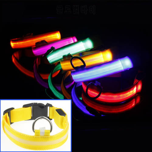 Nylon LED Dog Collar Light Night Safety LED Flashing Glow Pet Supplies Pet Cat Collars Dog Accessories for Small Dogs Collar LED