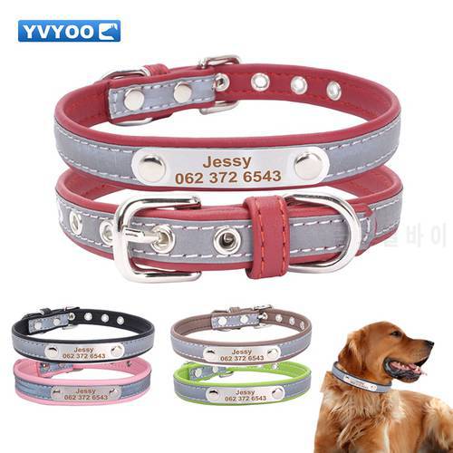 Pet Dog Free Engraved Personalized Pet cat dog Leather collar accessories Pet Collars ID Tag For Small Medium Dogs B05
