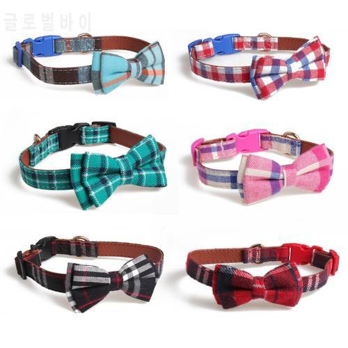 Plaid Printing Camouflage Pets Dog Collars Cute Striped Bowknot Puppy Cats Neck Bow Tie Bulldog Decoration Large Dog Collar