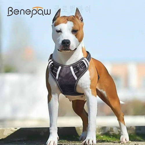 Benepaw Breathable No Pull Large Dog Harness Vest Soft Adjustable Reflective Durable Pet Harness Medium Big Dog Easy Control