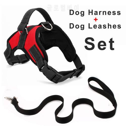Oxford Dog Harness + 120cm Leashes Set For Large Medium Small Dogs Adjustable Reflective Harnesses with Doberman shepherd husky