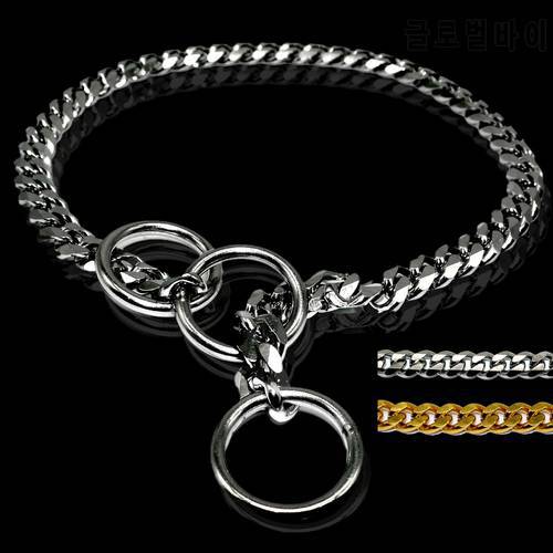 3mm Diameter Strong Silver Gold Chrome Steel Metal Dog Training Choke Collar Dogs Chain Collars
