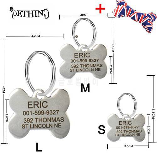 Free Engraving Text On Front And Back Sides Stainless Steel Pet Dog Tag Customized QR Name Address Telephone Free Toys Attaching