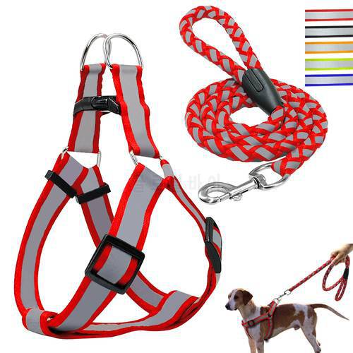 Step-in Reflective Nylon Dog Harness Vest No Pull Adjustable Pet Puppy Walking Training Harness Leash Set For Small Medium Dog