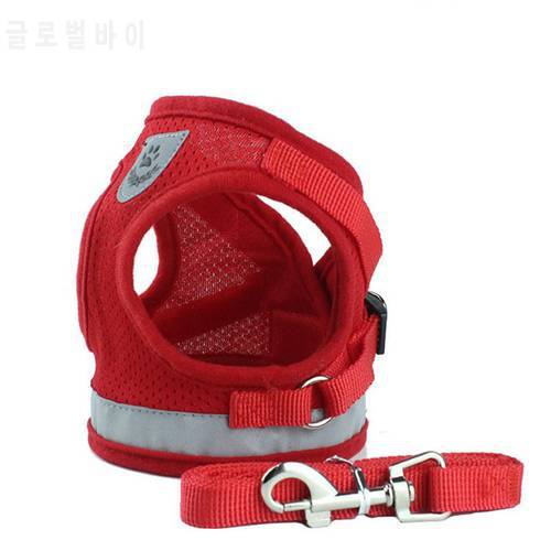 Mesh Reflective Pet Dog Collar Leash Dog Harness Leash Set for Small Medium Large Dogs Nylon Puppy Dogs Cats Harness Leash Nice
