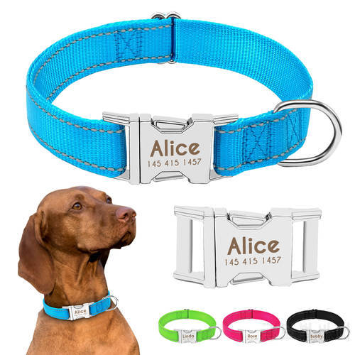 Personalized Dog Collar Durable Nylon Reflective Collar Custom Pet Dogs Collars For Small Medium Large Dogs