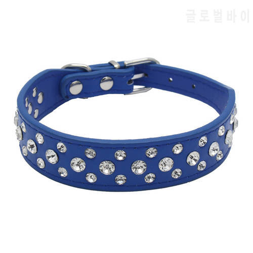 Rhinestone Pet Dog Collar Bling Diamond PU Leather Adjustable Dog Necklace Strap for Small Large Dogs Pet Products Accessories