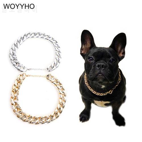 Silvery/Golden Pet Dog Collar Teddy French Bulldog Snake Chain Funny Small Dog Cat Necklace