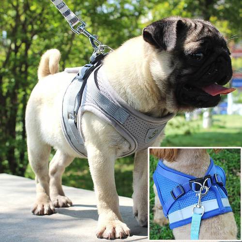 Dog Harness For Dogs Vest Reflective Walking Lead Leash for Puppy Dog Breathable Mesh Chest Dog Harness Soft Adjustable Harness