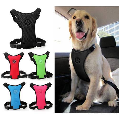 Soft Nylon Mesh Dog Car Seat Harness Safety Dog Vehicle Cars Seat Belt Harnesses Black Red Blue Colors For Medium Large Dogs