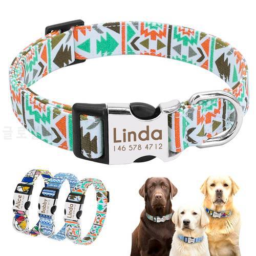 Small Dog Collar Personalized Nylon Small Dog Collars Chihuahua Puppy Collar Engrave Name ID for Small Medium Large Pet Pitbull