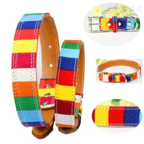 Leather Pet Dog Collars for Small Medium Large Dogs Collar Leather PU Collar for Big Small Dogs Colorful Rainbow Pet Accessories