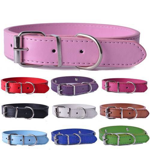 10pcs/lot Mixed Colors Pu Leather Dog Cat Collars Adjustable Pet Puppy Neck Strap For Small Dogs Big Sale Collar Size XS S M L