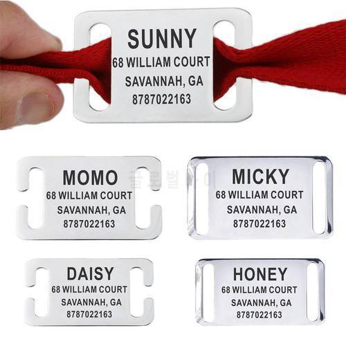 Personalized Pet ID Tag Slide-on Engraved Stainless Steel Name Tags Collar Accessories Pendant Free Engraving Dog Tags