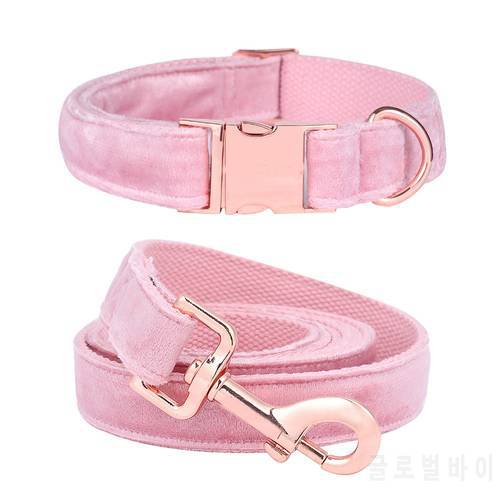 Unique Style Paws Cute Pink Puppy Personalized Christmas Blue Velvet Personalized Dog Collar