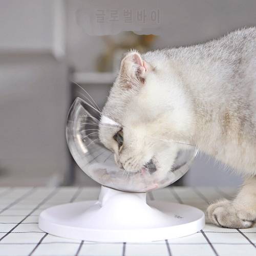 Cat Bowl Pet Non-toxic ABS Plastic Bowl Multi-angle Adjustable Transparent Double Bowl Food Grade Bowl for Puppy and Cat