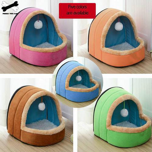 Pet Dog Cat Bed Puppy House With Toy Ball Warm Soft Pet Cushion Dog Kennel Cat Castle For Shipping