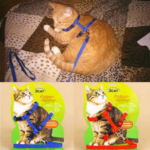 Cat Harness And Leash Hot Sale 2 Colors Nylon Products For Animals Adjustable Pet Traction Harness Belt Cat Kitten HCollar