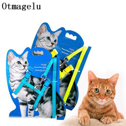 Professional Design Collar For Cat Adjustable Leash Nylon Pet Traction Kitten HCollar Cat Lead For Pet Harness Belt set