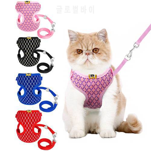 Rhinestone Cat Harness and Leash Set Breathable Pet Dog Traction Belt Rope For Small Cat Training Walking Harness Collar Leads