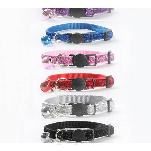 usd0.85/pc Free shipping pet cat kitten collar safety buckle breakaway bling sparkle nylon material mixed colors 50pcs/lot