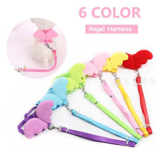 Cat Harness and Leash Adjustable Cute Angel Wing Travel Strap Pet Dog Leads Collars Set for Small Dog