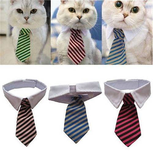 Dog Cat Grooming Cat Striped Bow Tie Animal Striped Bow Tie Collar Pet Adjustable Christmas Cat Collar