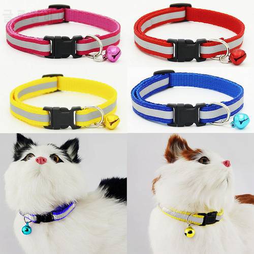 1pc Adjustable Pet Cat Collars Cat Leads Reflective Collars Safety Buckle Bell Neck Strap Dog Supplies Cat Collars Pet Products