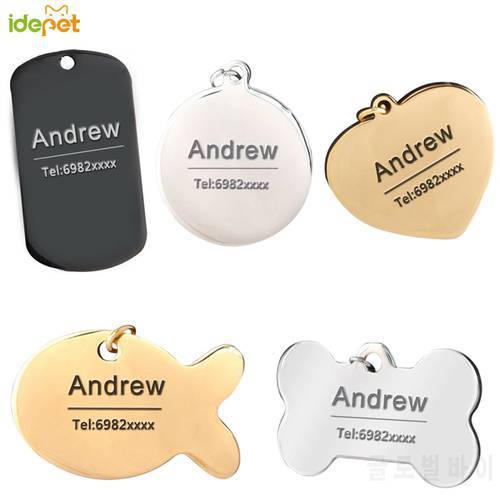 Anti-lost Pet Cat Dog ID Tag Free Engraved Personalized for Cat Puppy Dog Collars Accessories Cat Necklace ID Name Tags 8D4