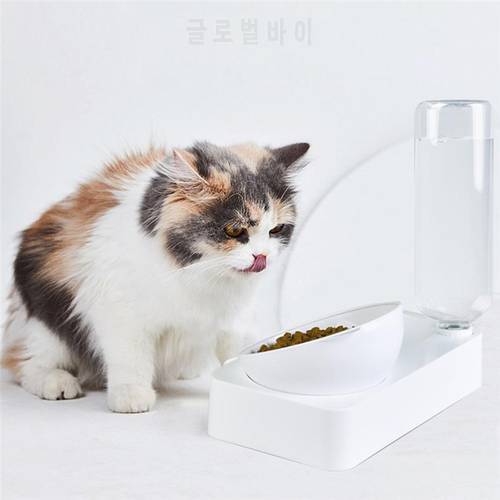 Food Grade PP Dual Use Pet Automatic Water Dispenser Pet Dog Cat Food Bowl With Automatic Water Bottles For Feeding and Drinking