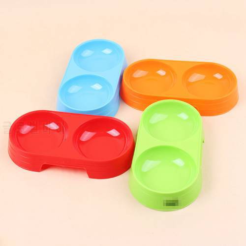 1Pc Creative Candy Color Plastic Dual-Bowl Pet Feeding Supplies Cat Dog Food Water Feeder Cheap Practical Pet Bowl Dropshipping
