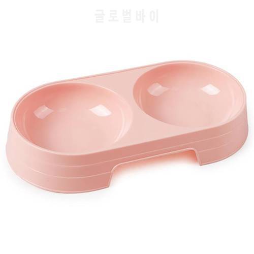 2 In 1 Pet Double Bowls Creative Easy To Clean Candy Color Plastic Bowl Pet Food Water Feeder Dog Cat Bowl Pet Feeding Supplies