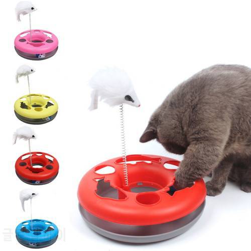 Multiple Color Cat Toys Spring Mice Crazy Amusement Disk Multifunctional Disk Play Activity Pet Funny Toys