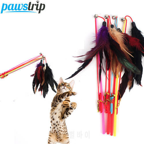 1pc Soft Feather Cat Toy Wand 30cm Long Cat Stick Toy With Small Bell Funny Playing Cat Teaser Toys For Cats/Kitten