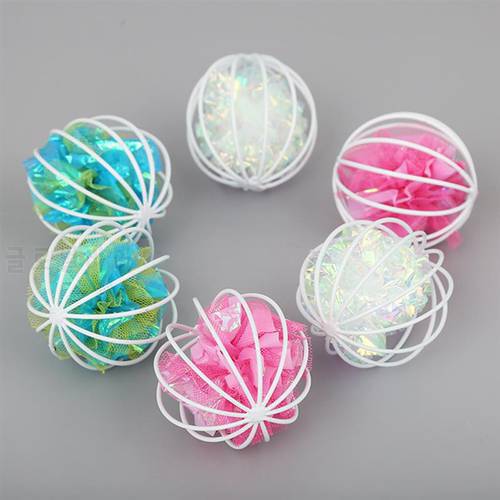 1Pc New Cute Funny Candy Color Cat Ball Toy Interactive Crinkle Ball In Cage Cat Play Ball Cat Teaser Cat Ball Toy Pet Supplies