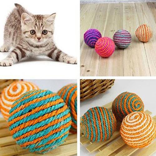 HOT SALE Cat Pet Sisal Rope Weave Ball Teaser Play Woven Ball Chewing Rattle Scratch Chat Catch Toys for Cat