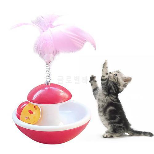 Cat Interactive Toy Kitten Teaser Wand Tumbler Toy With Bell Funny Spring Scratching Toy Cat Feather Toy Pet Training Supplies
