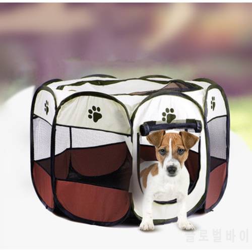 Portable Folding Pet Dog Tent Dog House Cage Dog Cat Tent Playpen Puppy Kennel Easy Operation Octagonal Fence Outdoor Supplies