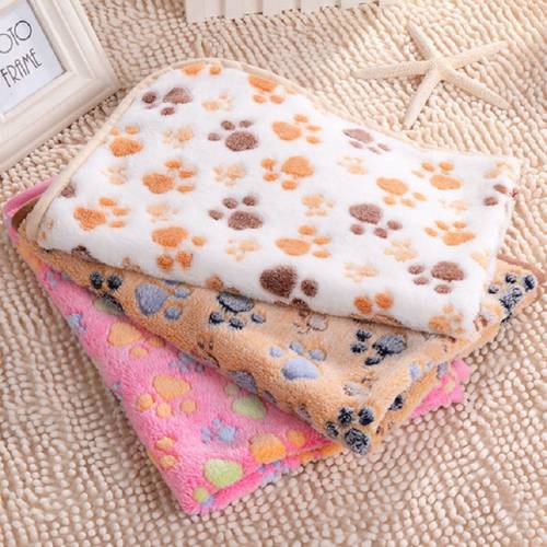Pet Soft Blanket Dog Cat Bed Mat Foot Print Warm Sleeping Mattress Small Medium Coral Not Fade Easily Clean Silky Pet Supplies
