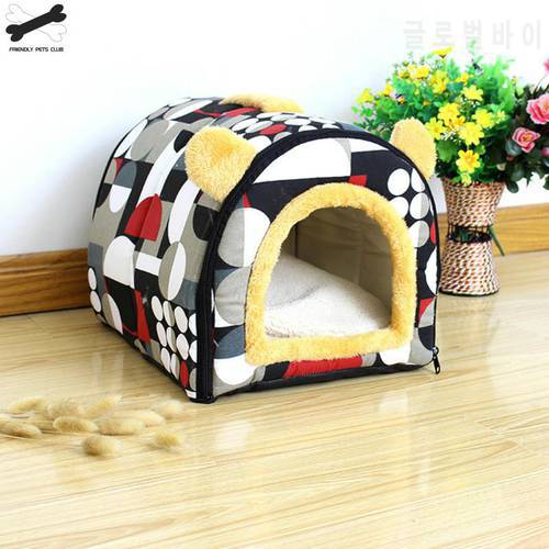 Comfortable Cat Warm Cave Lovely Bow Design Puppy Winter Bed House Kennel Fleece Soft Nest For Small Medium Dog House For Cat