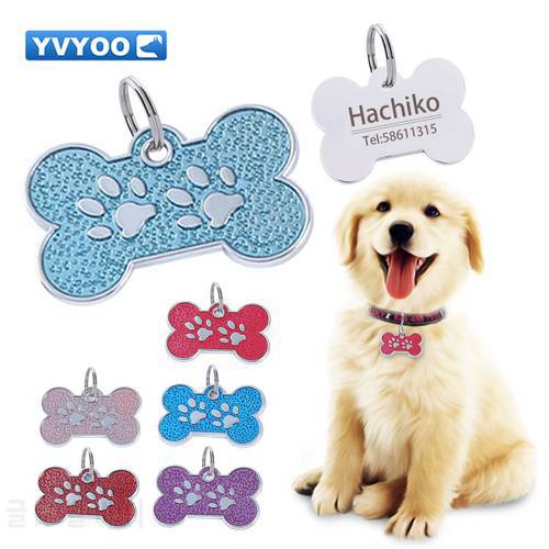 YVYOO Free engraving Dog Tags Engraved Cat Puppy Pet ID Name Collar Tag Pendant Stainless Steel Dog Tag Pet Accessorie