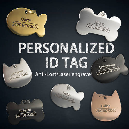 Customized Dog ID Tags Metal Name Tags For Puppies Cat Anti-Lost Pet Nameplate For Dogs Pitbull Cats Engraving fee included