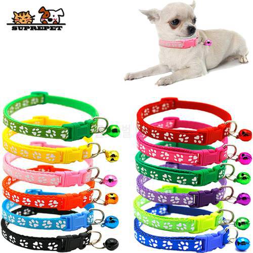 SUPREPET Pet Dog Cat Collar Adjustable Buckles With Bell Cat Collar Pet Supplies Accessories for Small Dog Chihuahua Bulldogs