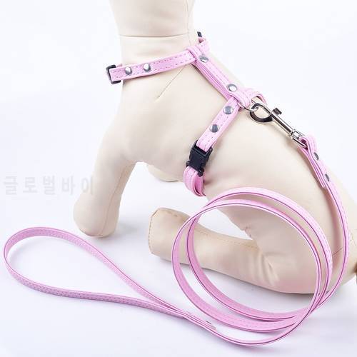 12Colors Puppy Dog Harnesses Lead Set Soft Pu Leather Adjustable Safety Control Restraint Cat Pet HHarness
