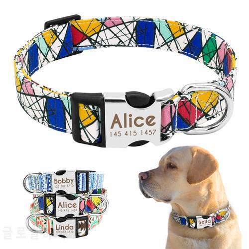 Dog Collar Personalized Nylon Customized Pet ID Tag Colllar Engraved Nameplate Puppy Dogs Collars Pets Accessories for Beagle