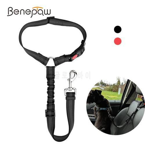 Benepaw Adjustable Reflective Dog Seat Belt Car Elastic Bungee Headrest Restraint Pet Dog Safety Belt Vehicle Travel Daily Use