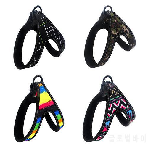 No-Pull Pet dog Harness Adjustment Colorful Pattern Training Walking Vest Harness Pet Safe Travel Supplies for Small Medium Dogs