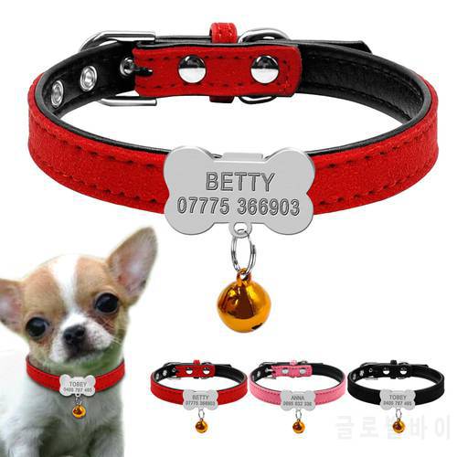 Personalized Dog Collars Custom Chihuahua Puppy Cat Collar Bone ID Tags Engraved For Small Medium Dogs Free Gift Bell XS S