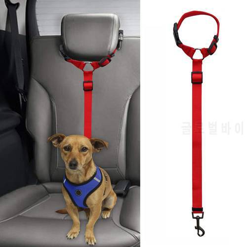 Dog Cat Safety Leash Seat Belt Strap Car Headrest Restraint Adjustable Nylon Fabric Dog Restraints Vehicle Seatbelts Harness